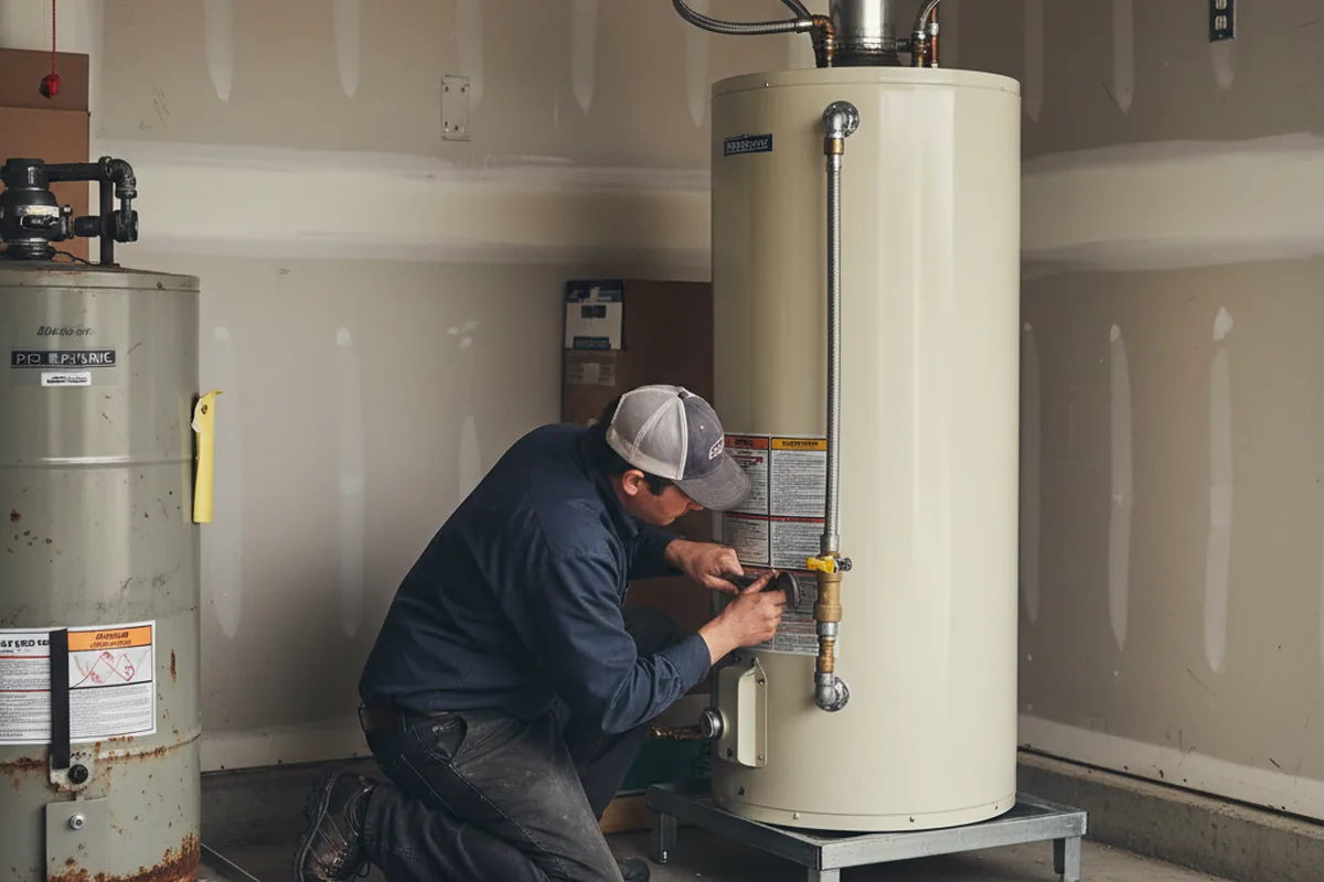 Water heater and shutoff valve replacement in Kimball