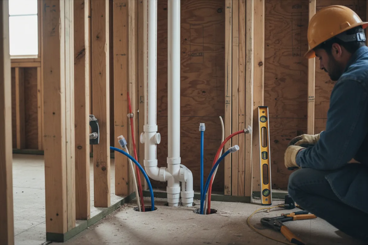 Drain and supply rough-in during Drain Cleaning in Kimball